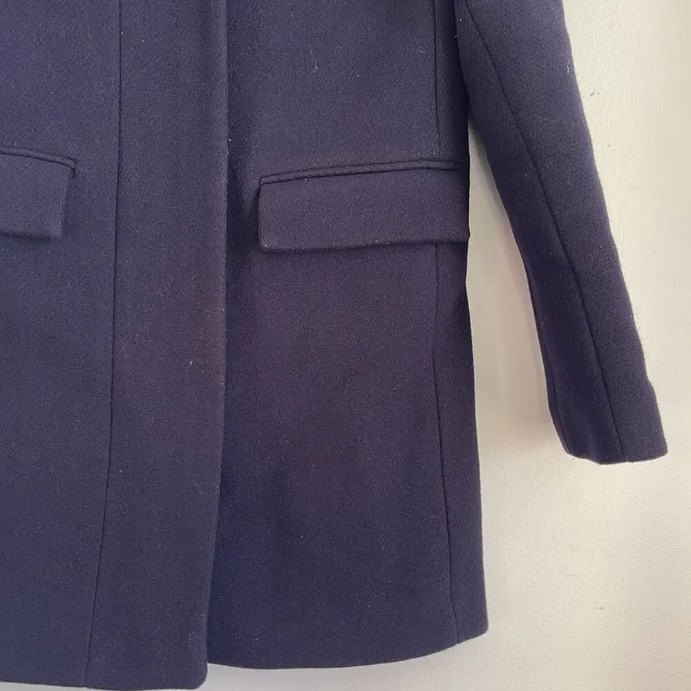J. Crew Cocoon Stadium Cloth wool blend full zip mock neck midi coat sz 0